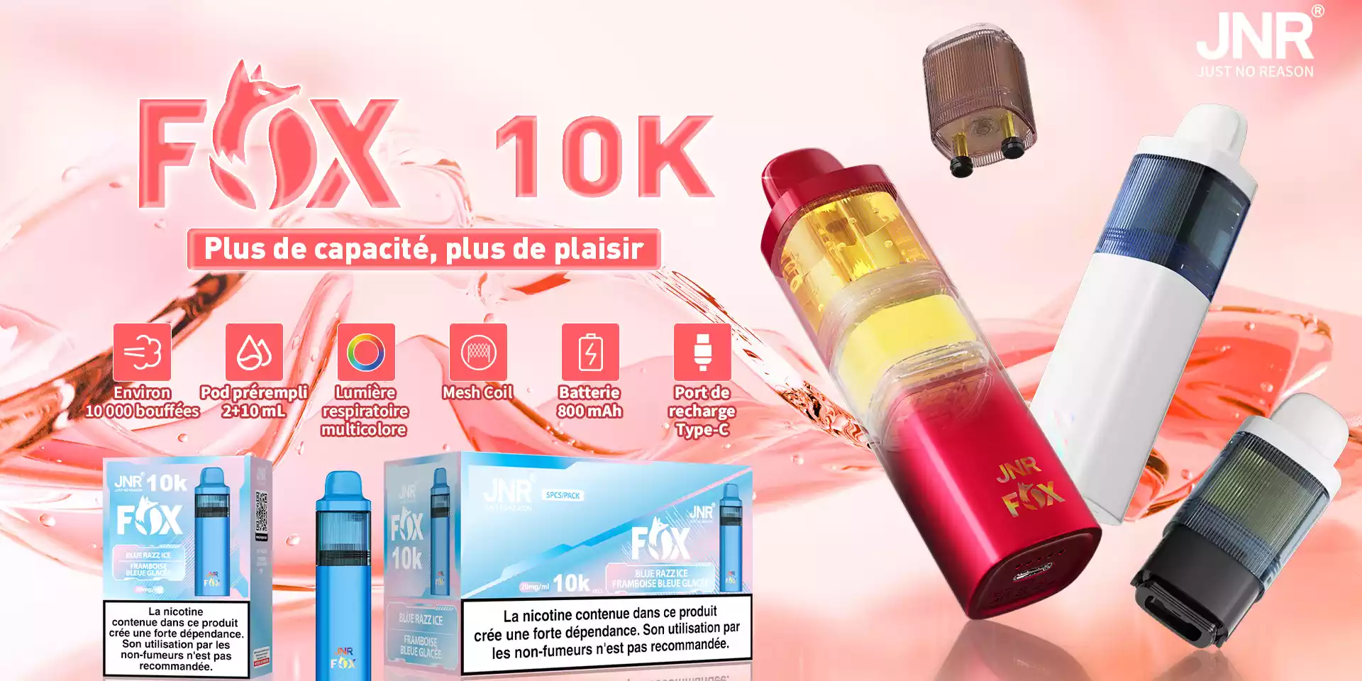 JNR Fox 10K Puffs Prefilled Pod Vape Kit 10000 Puffs E-Cig 20mg
