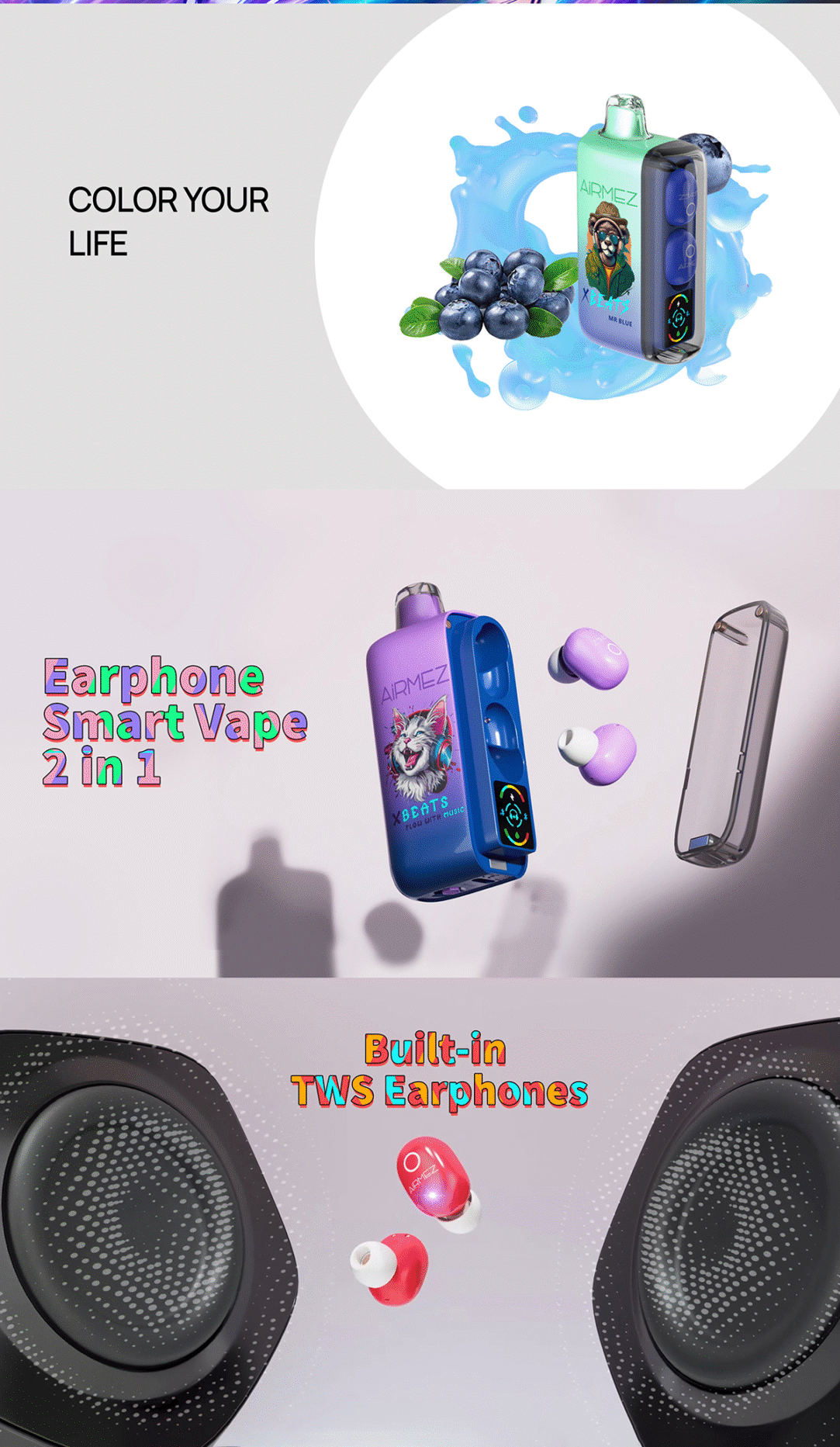 AIRMEZ Xbeats 40K Vape 40000 Puffs 5% Nicotine Disposable Vape Electric Cigarette