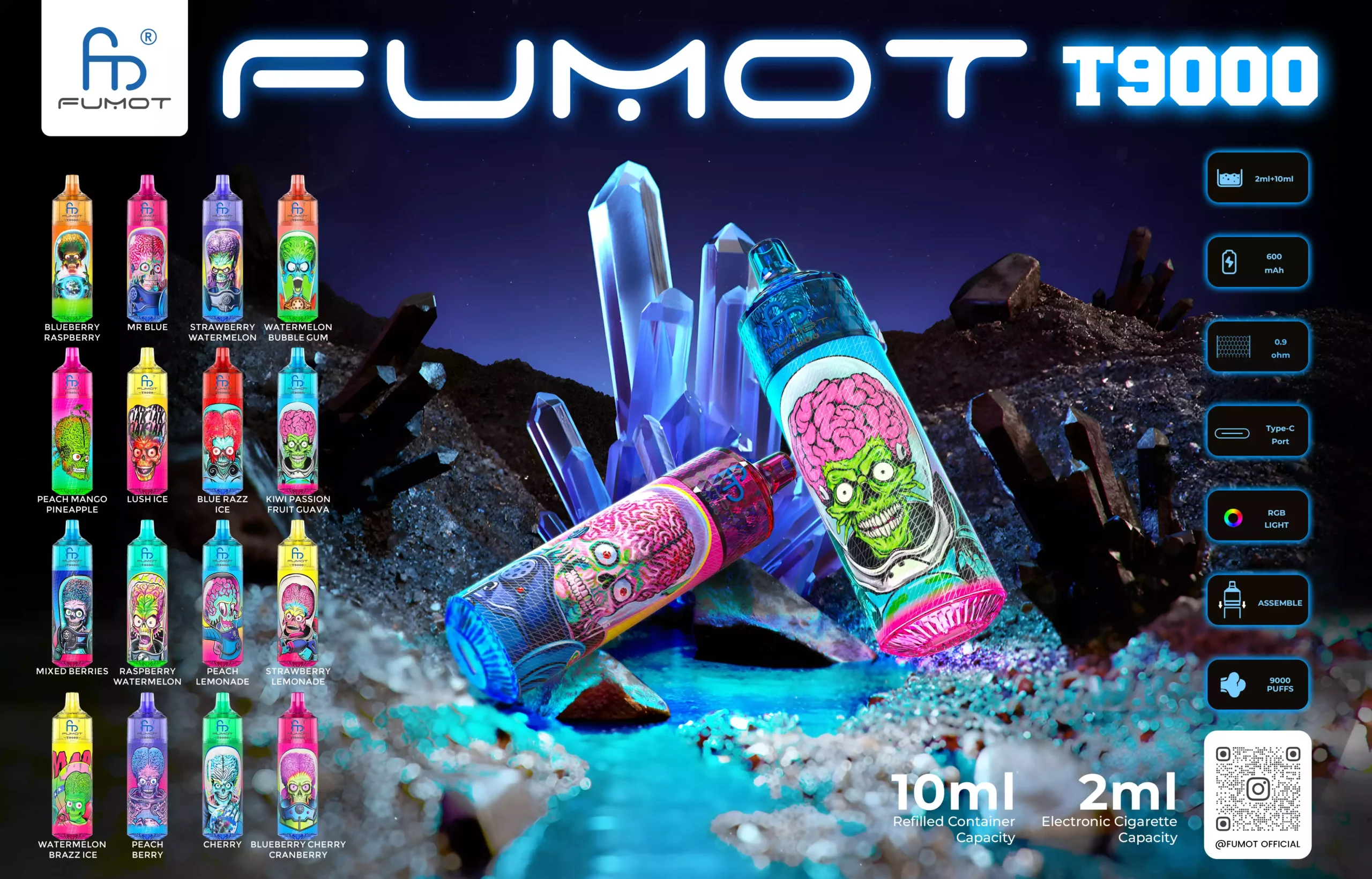 Fumot T9K Pod Vape 2% Nicotine T9000 Disposable Vapes Electric Cigarette