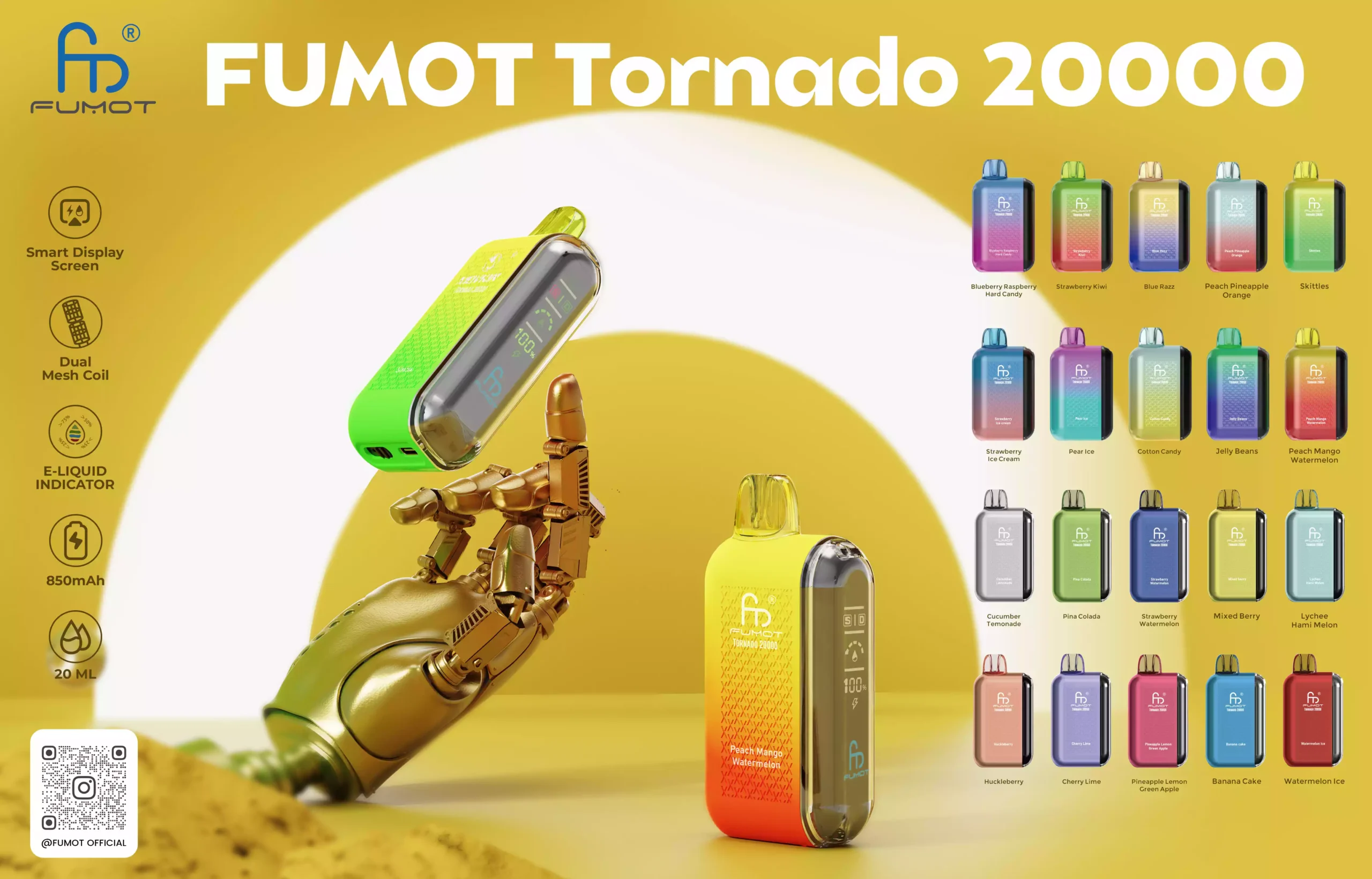 Fumot RandM Tornado 20000 20K Puffs Disposable Vape Electric Cigarette