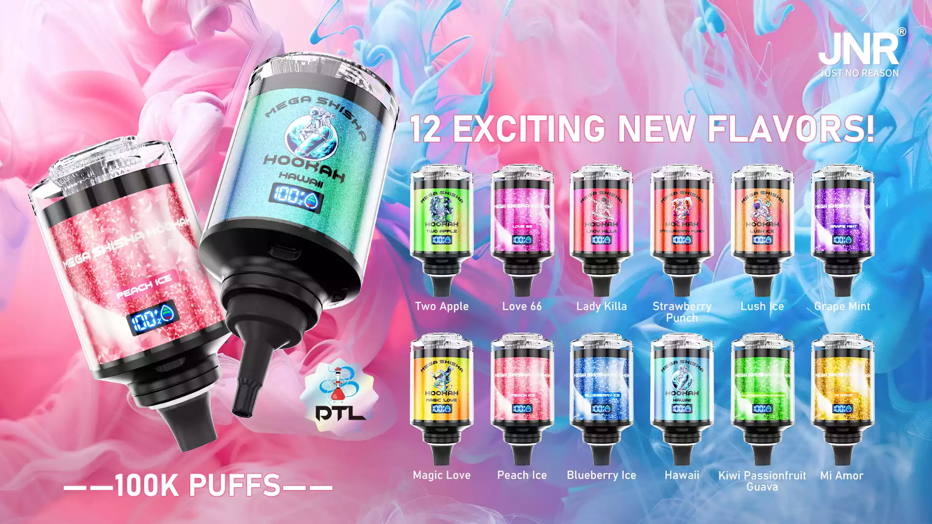 Jnr Mega Shisha Hookah 100K Puffs Disposable Vapes Electric Cigarette
