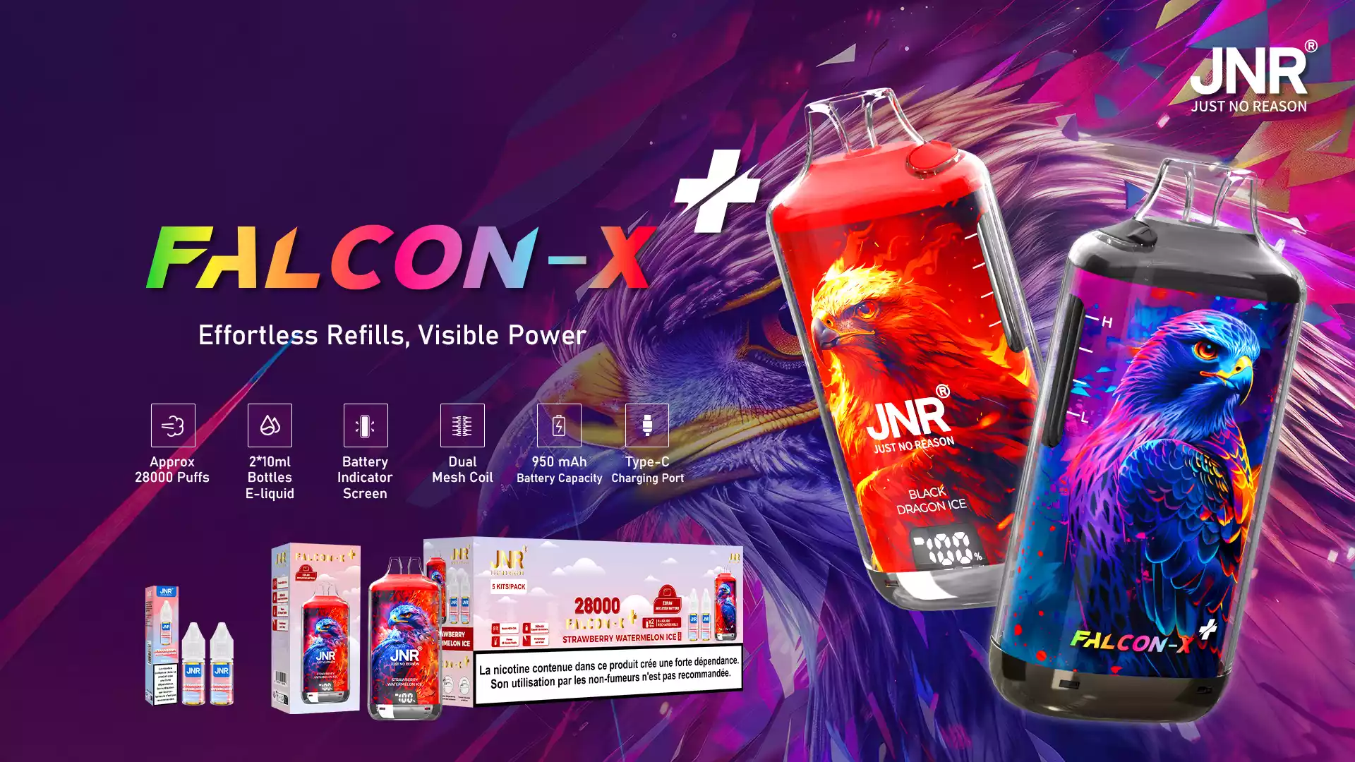 Jnr Flacon X Plus 28000 Puffs 28K Disposable Vapes Electric Cigarette