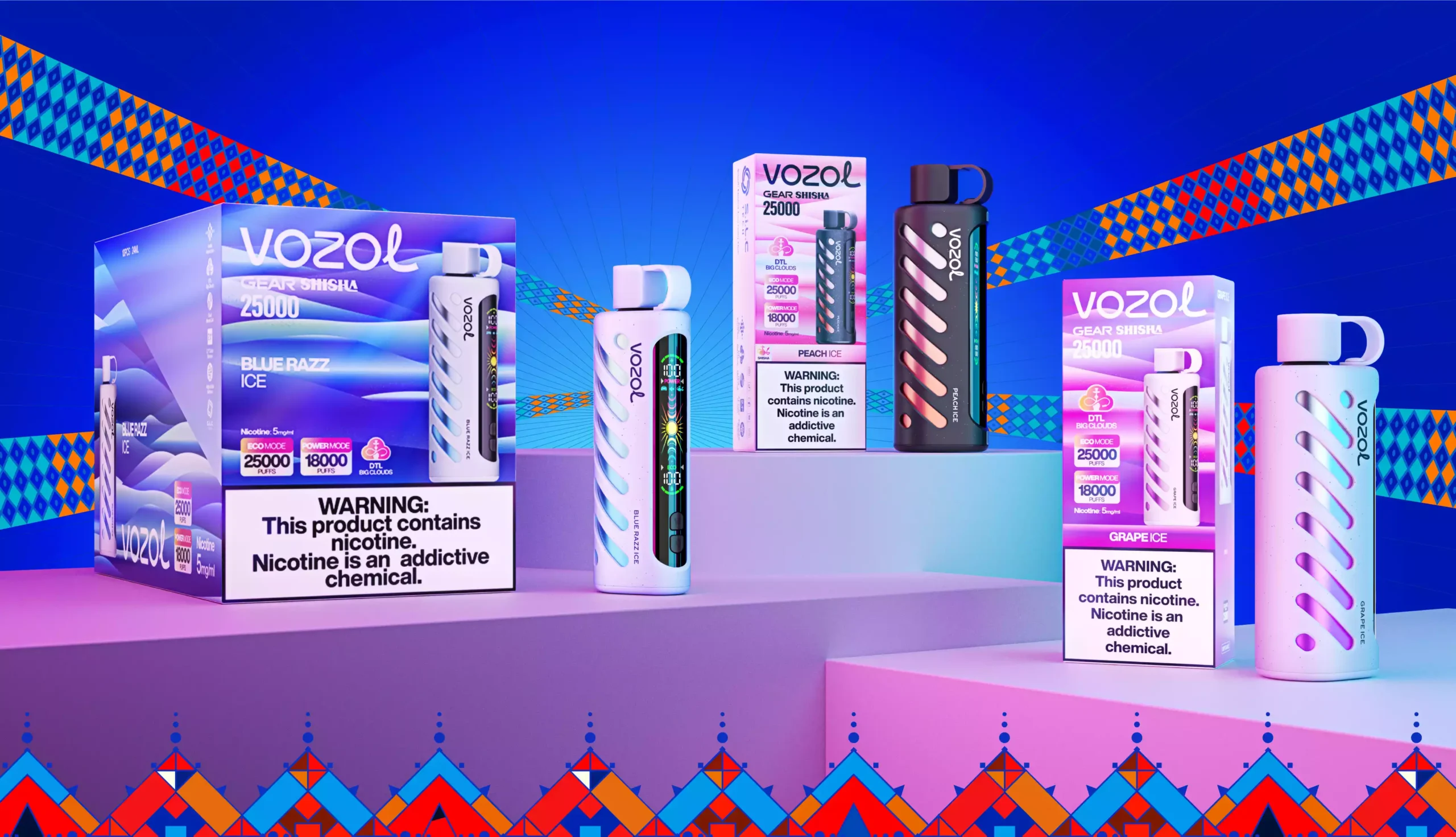 Vozol Gear Shisha 25000 Puffs 5mg Nicotine 25K Disposable Vapes Electric Cigarette