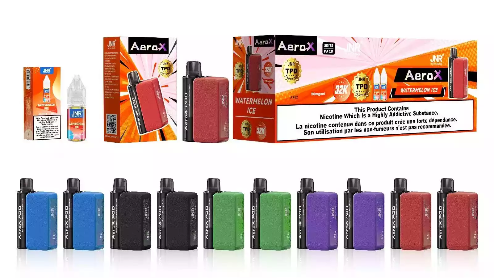 Jnr AeroX 32K Vape 32000 Puffs 2% Nicotine Disposable Vape Electric Cigarette