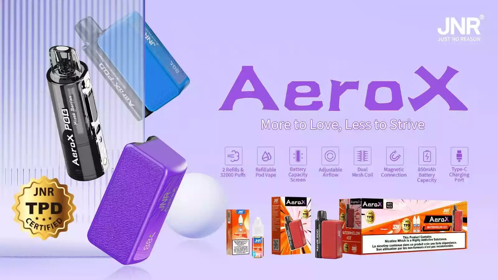 Jnr AeroX 32K Vape 32000 Puffs 2% Nicotine Disposable Vape Electric Cigarette