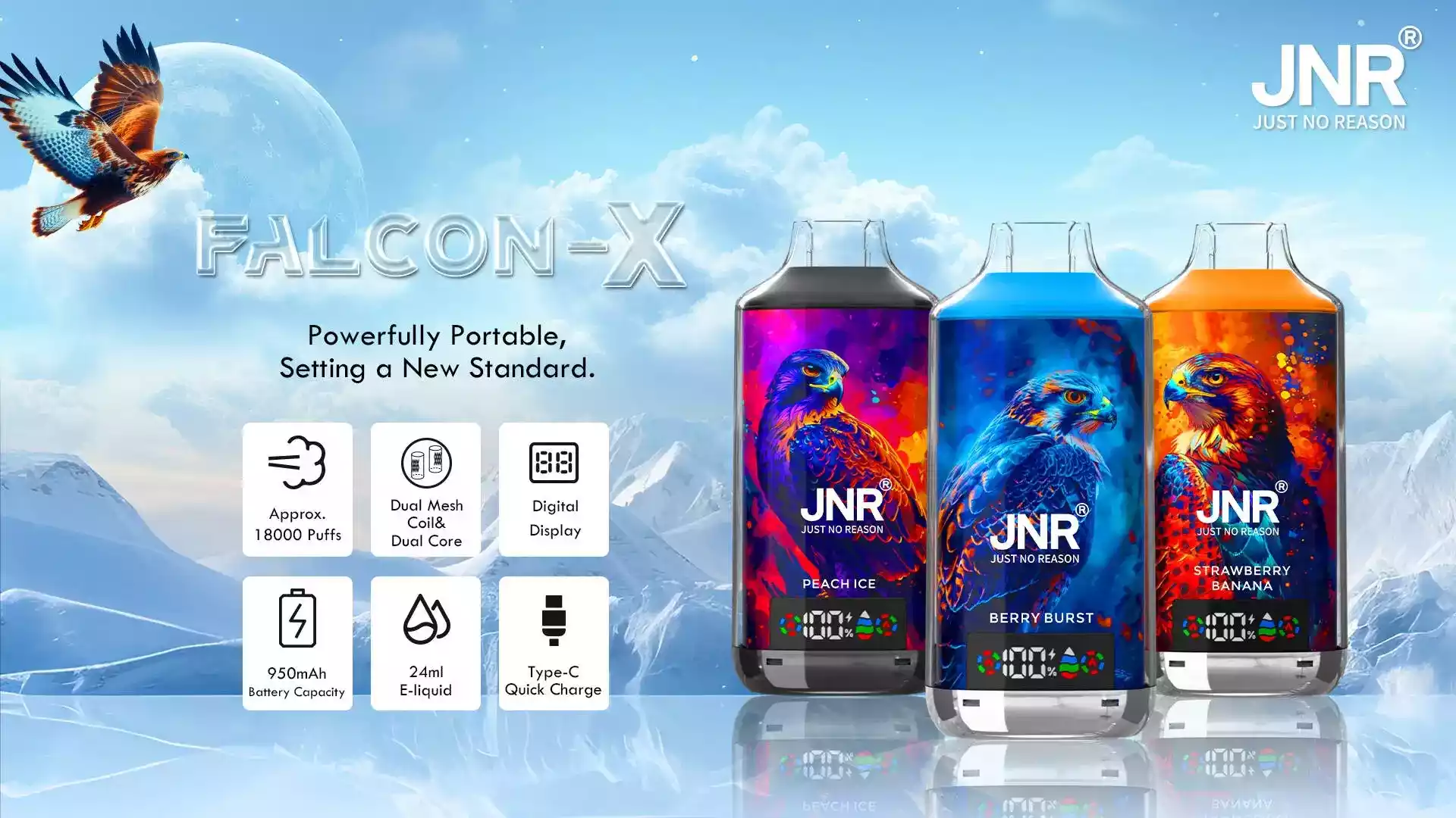 Jnr Falcon X 18000 Puffs 18K Vape Disposable Vape Electric Cigarette