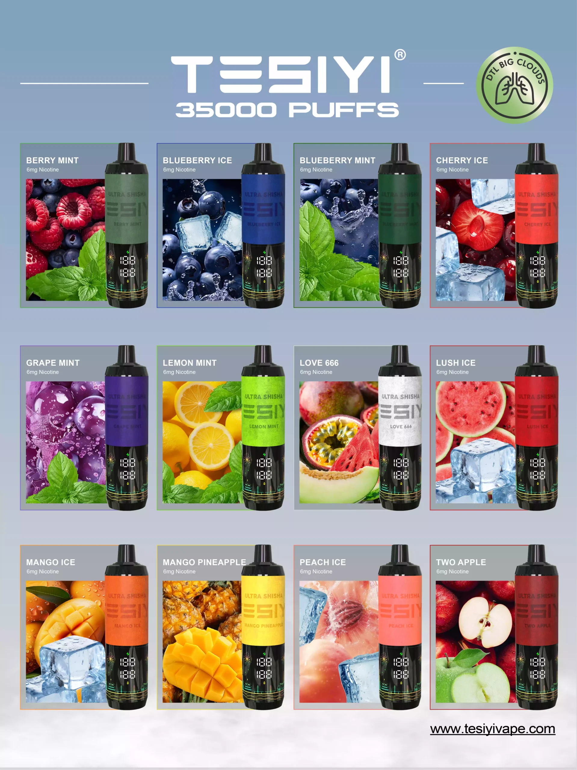 TESIYI Ultra Shisha Vape 35K 6mg Nicotine 35000 Puffs Disposable Vape