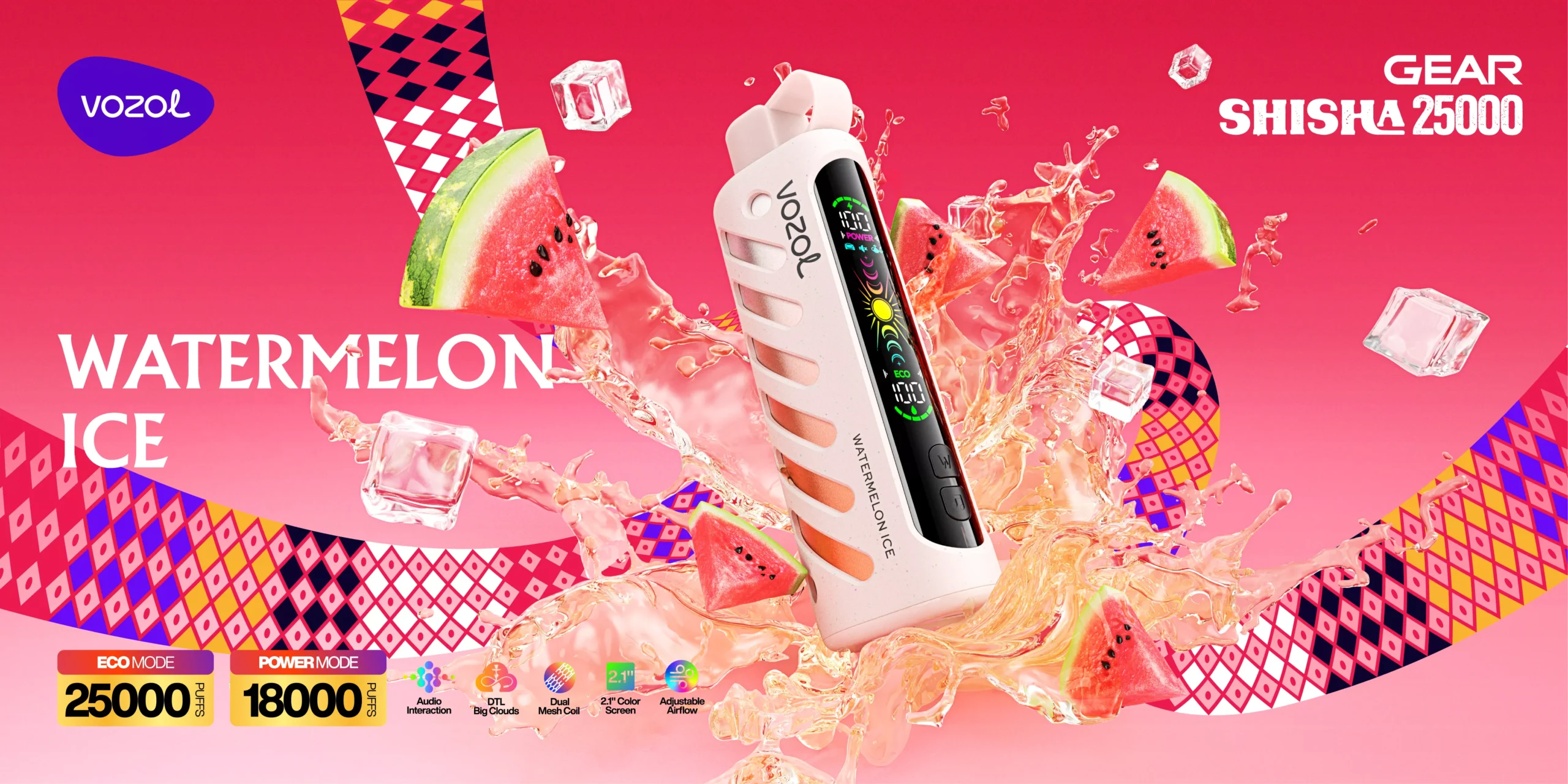 Vozol Gear Shisha 25000 Puffs 5mg Nicotine 25K Disposable Vapes Electric Cigarette